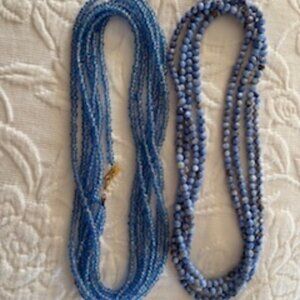 Two strands periwinkle blue flapper beads, craft beads, jewelry-making supplies